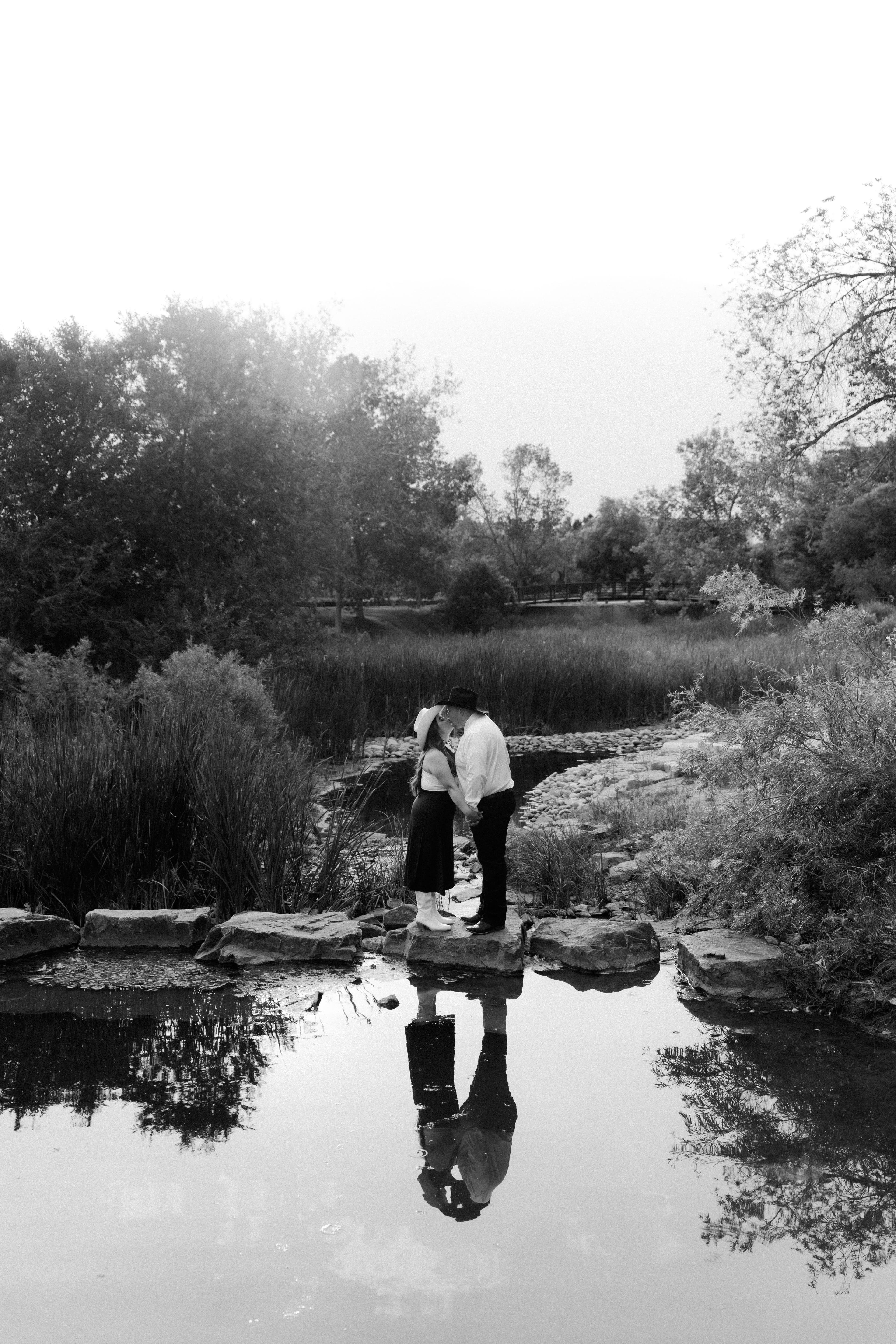 Raquel and Mark Anthony by the pond